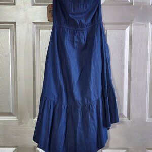 NWT Route66 High Low Tiered Denim Strapless Dress Size XS